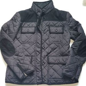 Tommy Hilfiger Black Velvet Patch Zip Up Coat